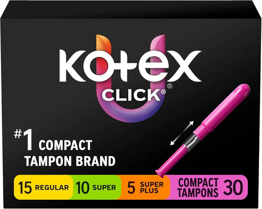 U by Kotex Click Compact Tampons, Regular/Super/Super+, 180 Count