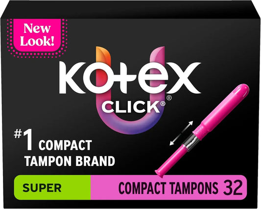 U by Kotex Click Compact Tampons, Super, 192 Count, 6 Packs of 32