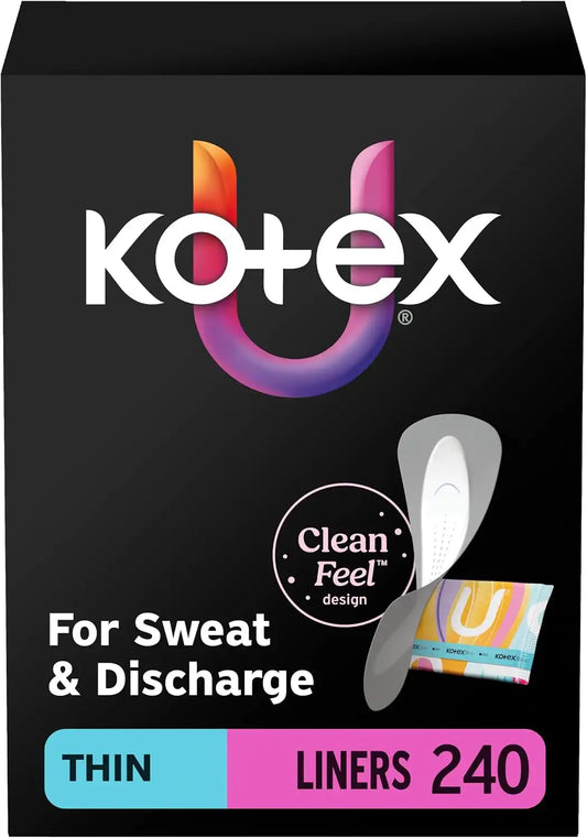 Kotex Thin Wrapped Liners, Light Absorbency, 240 Count, 2 Packs of 120