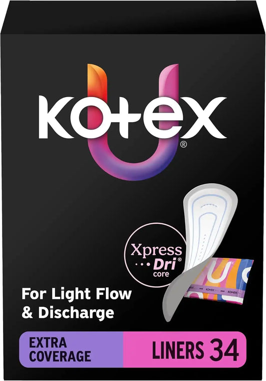 Kotex Wrapped Liners, Light Absorbency, Extra Coverage, 34 Count