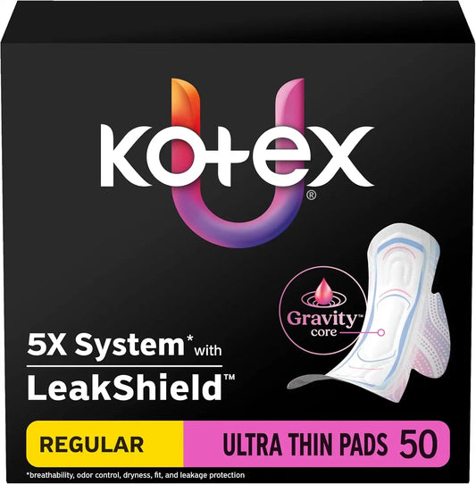 Kotex Ultra Thin Pads, Wings, Regular, 50 Count